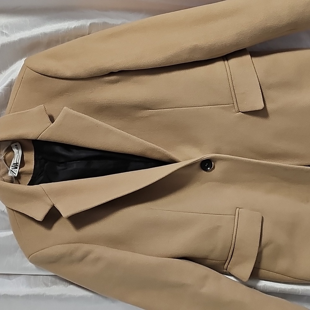 ZARA WOOL COAT MANTECO LIGHT TAN - Picture 7 of 12